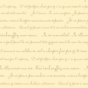 French love letter words on parchment paper