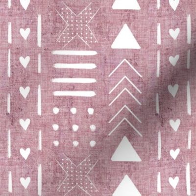 Mud Cloth and Hearts // Dusty Rose Washed Linen