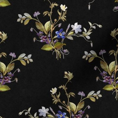small flowers on black paper background