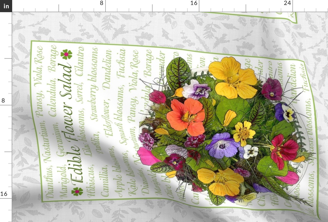 Edible Flower Salad Tea Towel