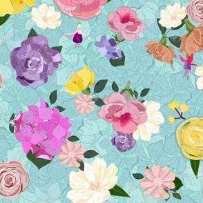 Hydrangea_ vanilla_ roses spring time pattern