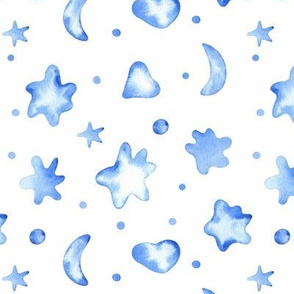 Watercolor abstract stars (on white)