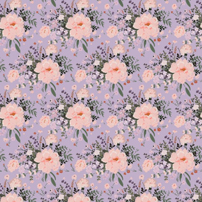 vintage floral -multi colored blooms on lavender