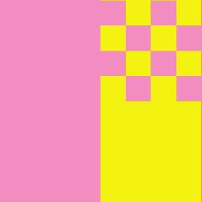 JP26 - Large - Art Deco Checked Stripes in Vivid Yellow and  Pink