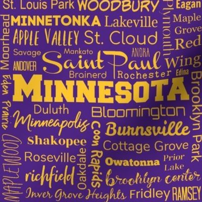 Minnesota cities, purple with gold