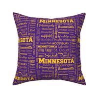 Minnesota cities, purple with gold