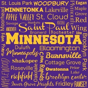 Minnesota cities, purple with gold