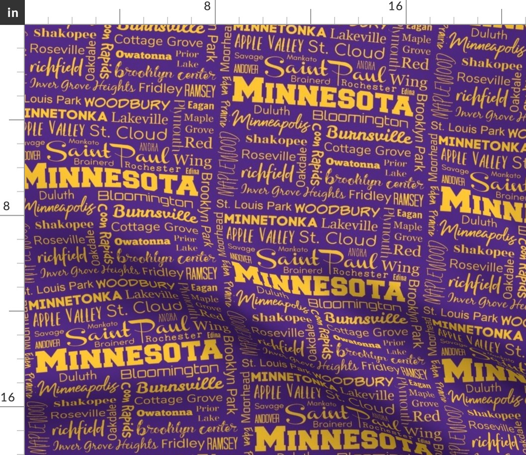 Minnesota cities, purple with gold