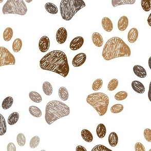 Hand Drawn Brown Colored Paw Print Background