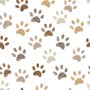 Shining brown colored paw print background