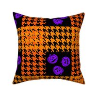 Halloween houndstooth with purple pumpkins