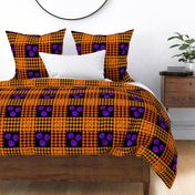 Halloween houndstooth with purple pumpkins