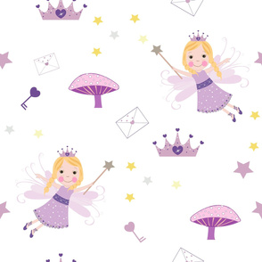 Cute Fairytale Pattern With Stars, Mushroom and Magic Wand Pattern