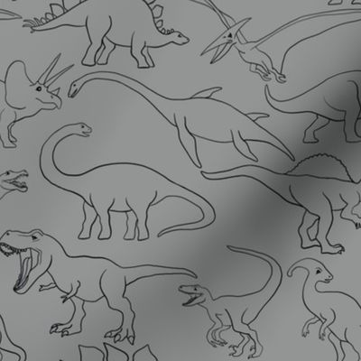 Dinosaur traces over grey - single