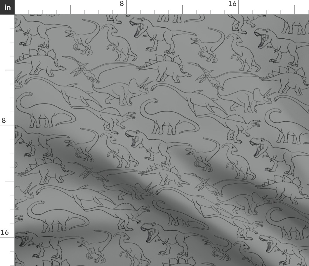 Dinosaur traces over grey - single