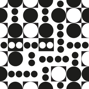 Exaggerated Dots and Circle Black and White Pattern