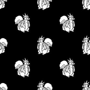  Cute punk rock skunk monochrome lineart on black background pattern. 