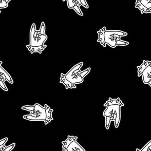  Cute punk rock hand symbol monochroem lineart background pattern.