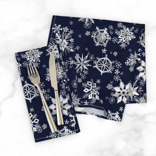 Snowflakes navy Winter Wonderland Gray Relaxing Classic