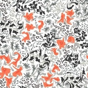Abstract Fall floral in orange and greys