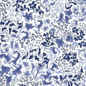 Abstract Blue Floral 6”
