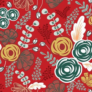 Christmas Floral in Red: Large