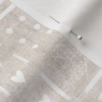 Mud Cloth and Hearts // Beige Washed Linen - Valentine's Day