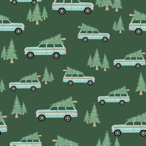 Holiday Trucks with Trees - Dark Green, Medium Scale