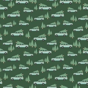 Holiday Trucks with Trees - Dark Green, Small Scale