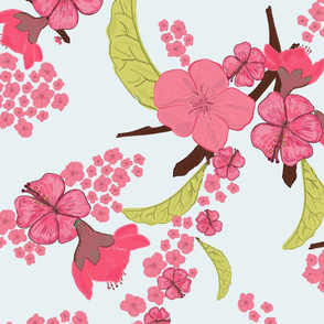 Orient express Sakura flowers pattern