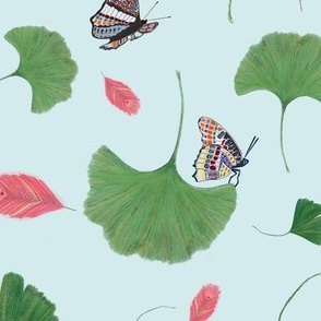 Ginkgo biloba, Feather, Butterfly and Dragonfly Pattern