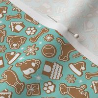 Dog Gingerbread Cookies - Aqua, Small Scale