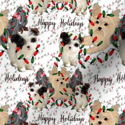 Yorkie Parti Christmas lights - Group about 3 /12" tall