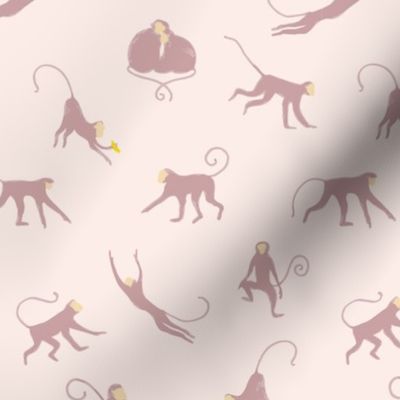 Set of playful minimalist monkeys in different poses