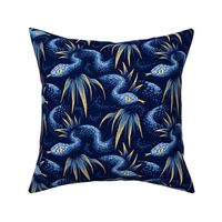 Mr Snake in the Rainforest - Navy / Gold