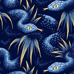 Mr Snake in the Rainforest - Navy / Gold