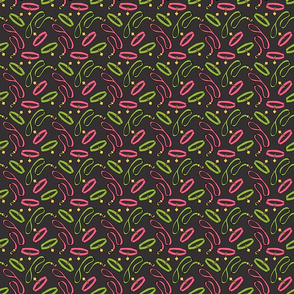 Leash and Collar Pattern in Pink and Green on Charcoal