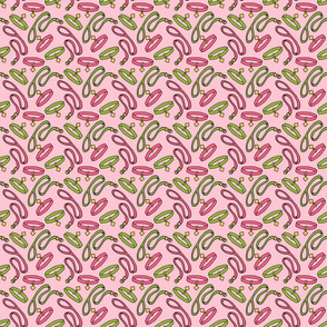 Leash and Collar Pattern in Pink and Green on Pink