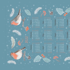 Winter Birds 2022 calendar towel