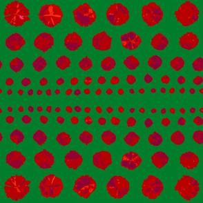 Shibori Circles Red on Green