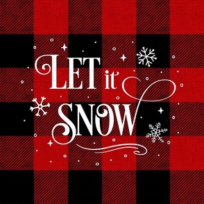 Let It Snow Version 2 on Red Plaid 18 inch square