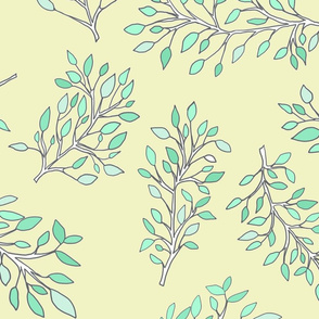 Leafy pastels in baby duck yellow