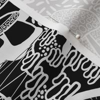 Mushrooms (Stitching on Prints) Black and White