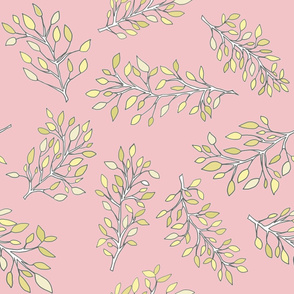Pretty pink and yellow pastel leaves