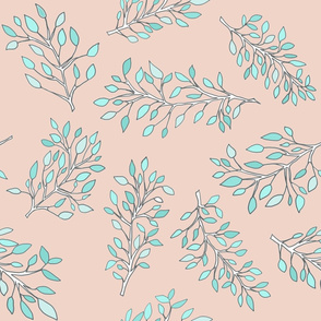 Fine minty leaves on peachy tones