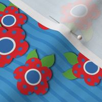 Red and Blue Polka Dot Flowers