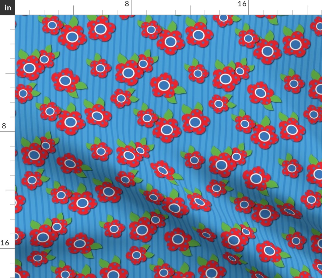 Red and Blue Polka Dot Flowers