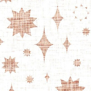 Jumbo starry stars - linen texture - white copper