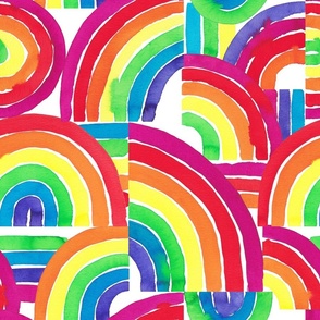 Messy watercolour rainbow pattern