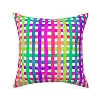 Rainbow gingham stripes neon on white